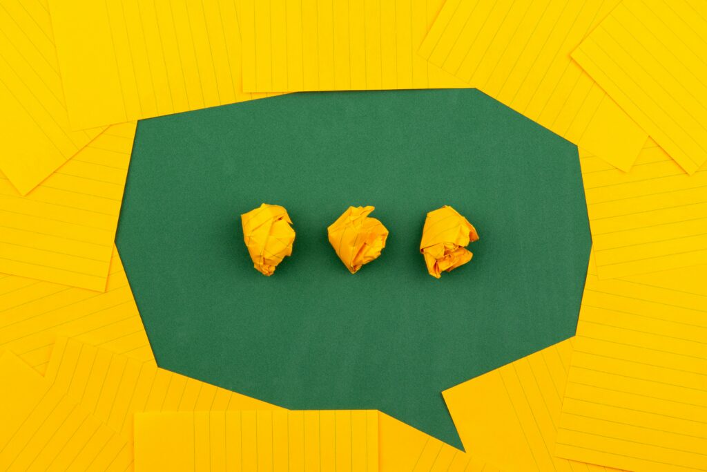 Speech bubble made out of paper.