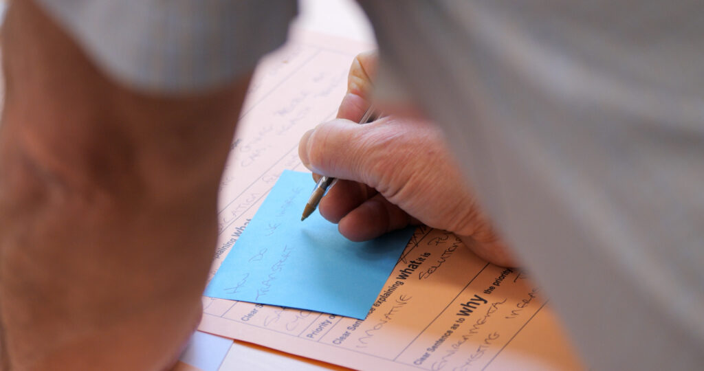Person writing notes